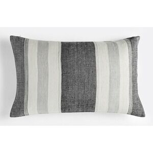 Rejuvenation Pillow Cover Stripe Silk Throw Accent Gray Ivory Neutral Farmhouse